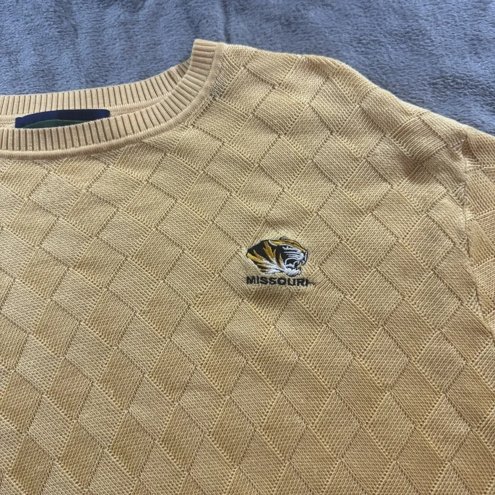 Vintage Missouri Tigers Robert Trent Jones‎ Diamond Knit Golf Sweater Mens XL